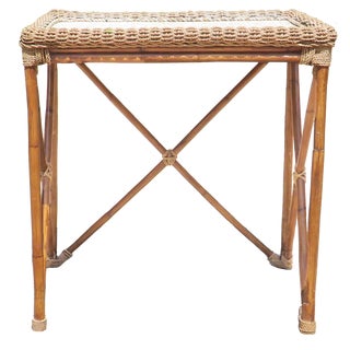 Bamboo & Rope Nautical / Beach Accent Table For Sale