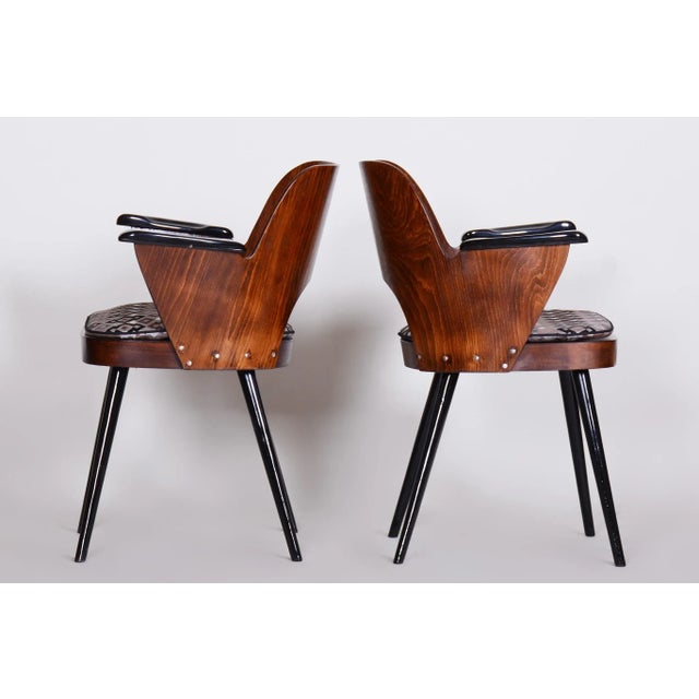 Wood Set of Mid-Century Armchairs in Beech attributed to Oswald Heardtl, 1950s For Sale - Image 7 of 10
