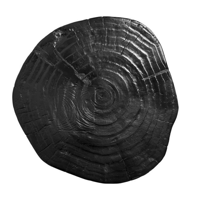 Black Lacquer Stump Organic Modern End Table For Sale - Image 4 of 4