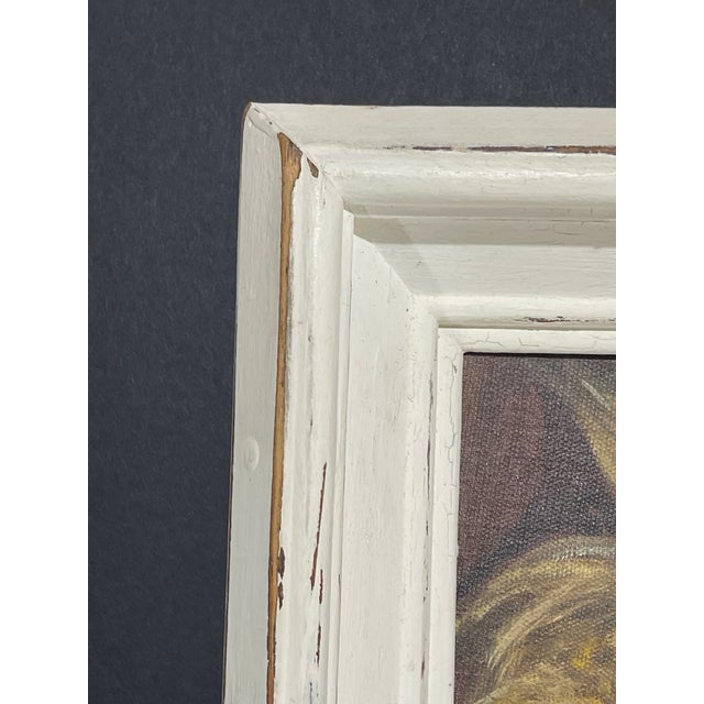 Vintage Signed Portrait Painting of a Woman in Profile With Windswept Hair For Sale - Image 9 of 10