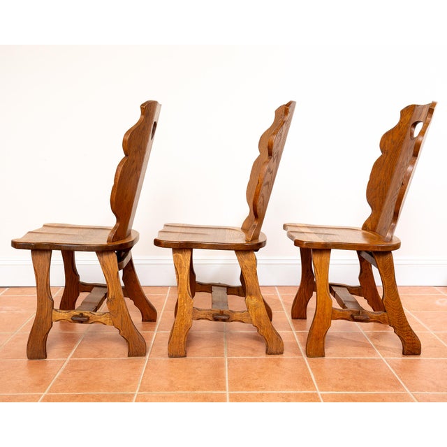 Vintage Belgian Dining Chairs in Oak, 1960s, Set of 6 For Sale - Image 10 of 18