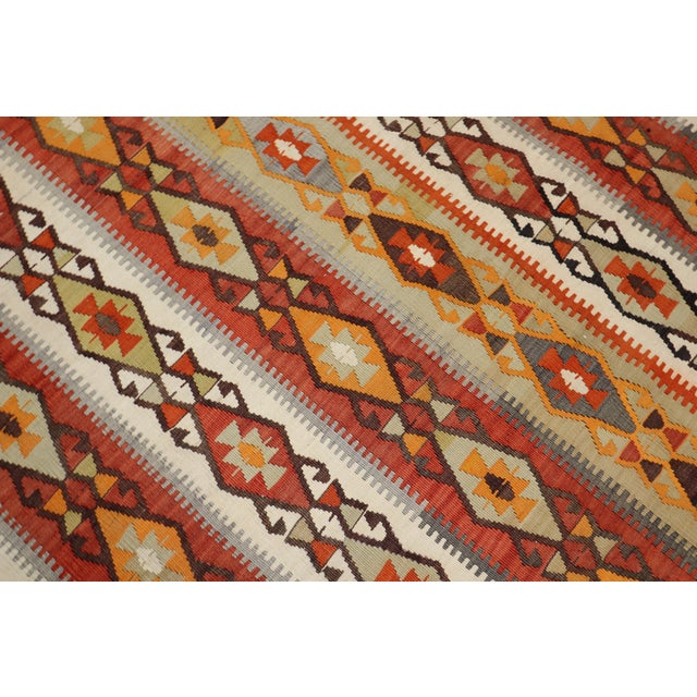 Mid 20th Century Tribal Rustic Room Size Turkish Kilim Flat-Weave For Sale - Image 4 of 6