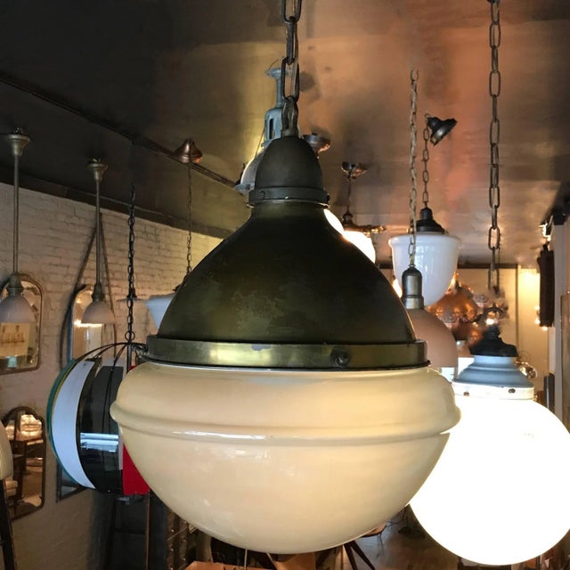 Industrial Acid Washed Glass Library Pharmacy Pendant Light For Sale - Image 4 of 7