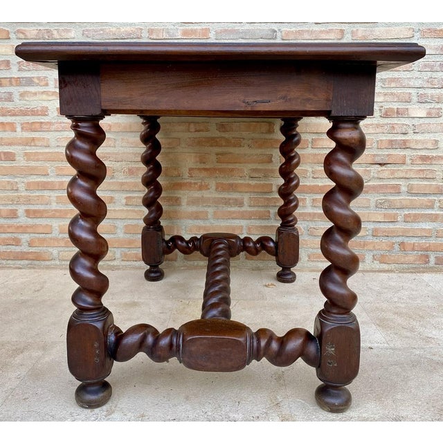 Wood Antique French Walnut Worktable For Sale - Image 7 of 15