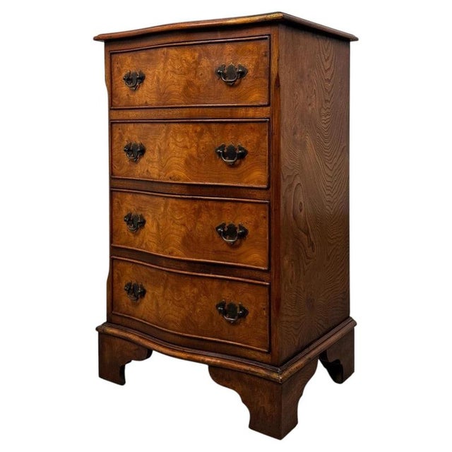 2000 - 2009 Small Antique Serpentine Burr Oak Chest of Drawers For Sale - Image 5 of 12