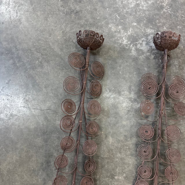 Metal Pair of Mid 20th Century Sculptural Wall Candlesticks For Sale - Image 7 of 12