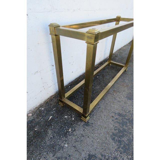 Hollywood Regency Brass Finish Long Narrow Library Tv Console Table 5766 For Sale - Image 4 of 12