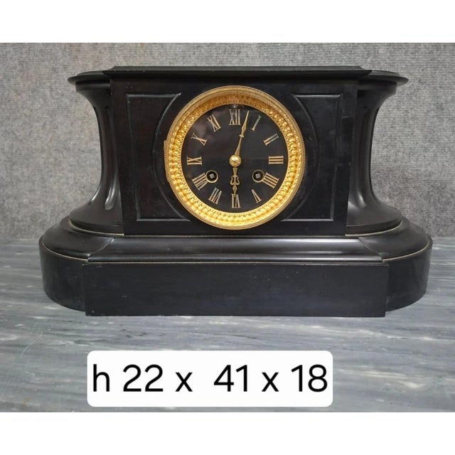 Napoleon III Black Marble Mantel Clock For Sale - Image 3 of 9