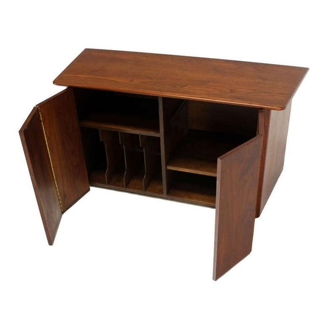 Mid-Century Modern Pair HANGING Walnut Mid-Century Danish Modern Floating Dressers Console Cabinets For Sale - Image 3 of 10