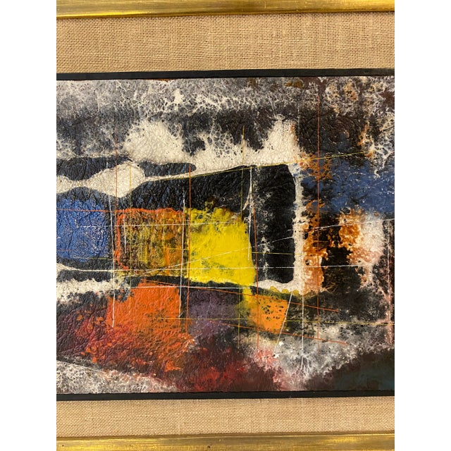 Mid-Century Modern 1960s "Abstraction" Abstract Enamel Painting, Framed For Sale - Image 3 of 9