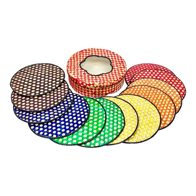 Vintage Raffia Rainbow Trivets-Set of 12 For Sale