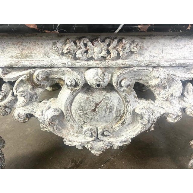 Monumental Painted Rococo Style Coffee Table W/ Marble Top For Sale - Image 12 of 15