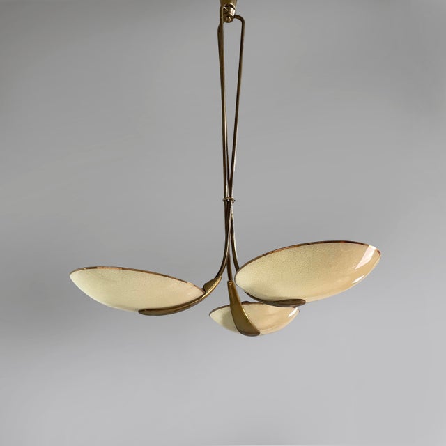 1950s Mid-Century Modern Italian Chandelier in Glass and Brass, 1950s For Sale - Image 5 of 18