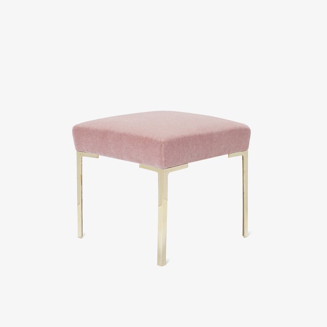 Astor Petite Brass Ottoman in Blush Mohair by Montage For Sale In New York - Image 6 of 6
