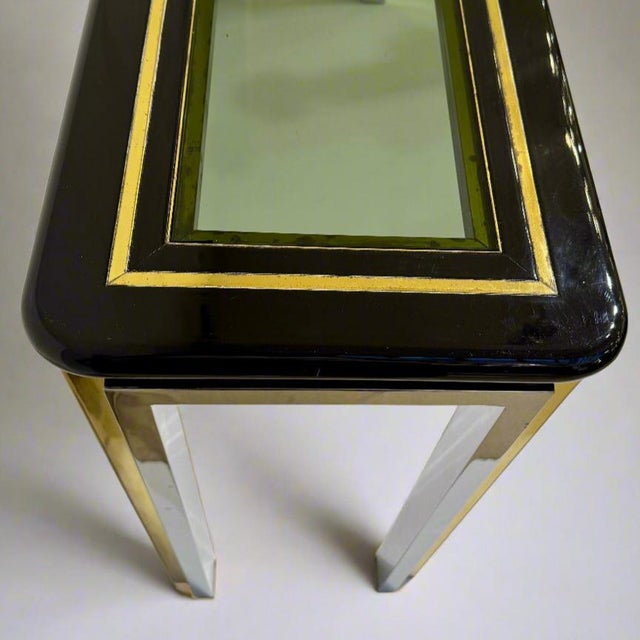 Romeo Rega Late 20th-Century Chrome, Brass and Glass Console Table by Romeo Riga, Italy For Sale - Image 4 of 6