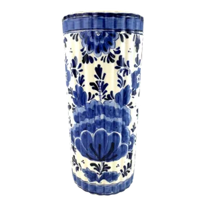 Vintage Hand Painted Delft Blue Tall Vase