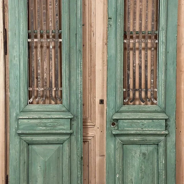 Pair 19th Century Exterior French Doors With Wrought Iron For Sale - Image 4 of 13