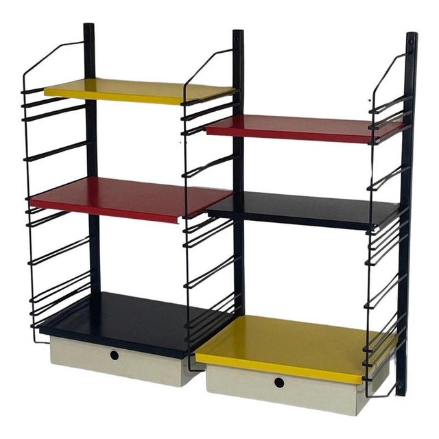 Dutch Modular Wall System with 4 Shelves and 2 Drawers from Drentea, 1960s For Sale - Image 9 of 9