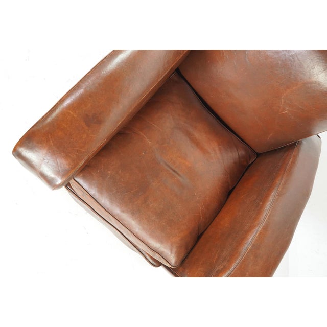 Pair of Vintage Tank Art Deco Leather Club Chairs For Sale - Image 6 of 10