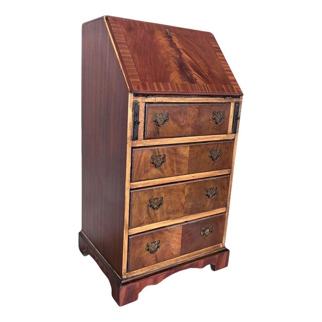 Antique Mahogany & Oak Fall-Front Writing Bureau For Sale