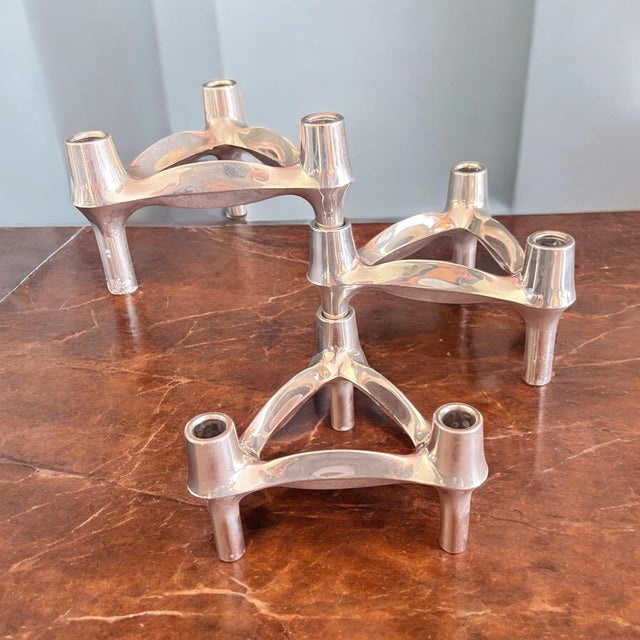 Vintage Candlesticks by Fritz Nagel and Ceasar Stoffi for BMF, 1970s, Set of 3 For Sale - Image 4 of 6