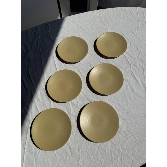 Ceramic Vintage Natural Stoneware Dessert Plates, 1980s, Set of 6 For Sale - Image 7 of 11