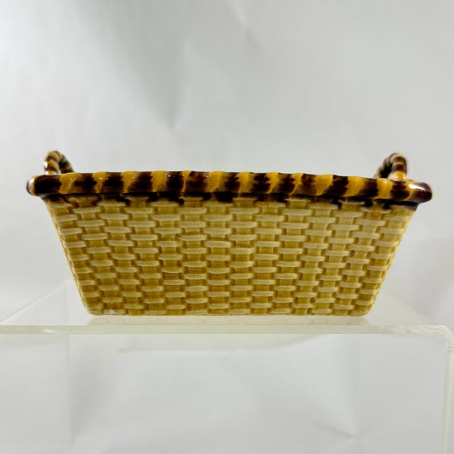Figurative 19th Century Minton English Majolica Yellow Earthenware Trinket Basket For Sale - Image 3 of 12