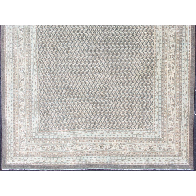 Tribal Antique Persian Tabriz Rug With Small-Scale All-Over Design and Gray Background 6'9 X 10'2 For Sale - Image 3 of 13