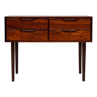 1960s Vintage Danish Mid-Century Rosewood 4-Drawer Nightstand / Accent Table For Sale