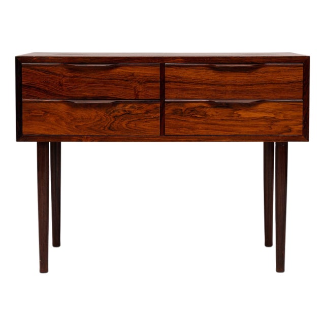 1960s Vintage Danish Mid-Century Rosewood 4-Drawer Nightstand / Accent Table For Sale