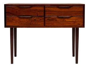 1960s Vintage Danish Mid-Century Rosewood 4-Drawer Nightstand / Accent Table