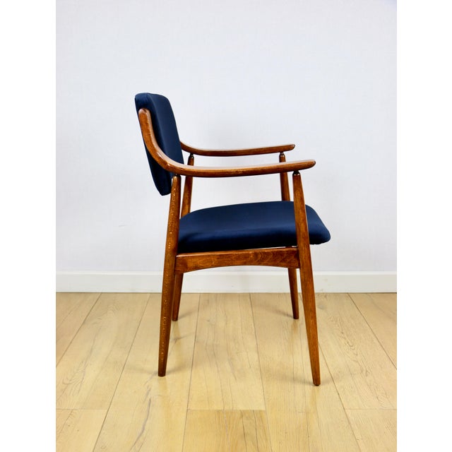 Vintage Danish Office Armchair in Navy Blue, 1970s For Sale - Image 6 of 11