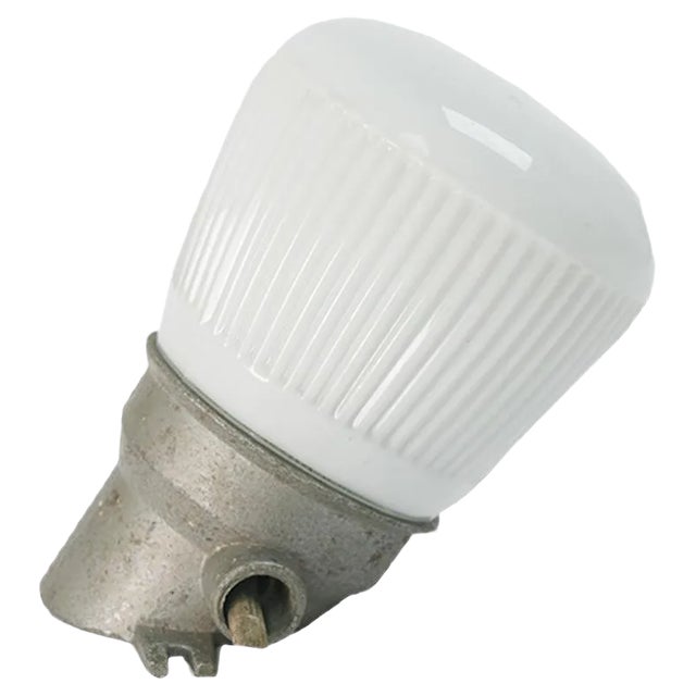 Vintage German Industrial Opaline Sconce For Sale