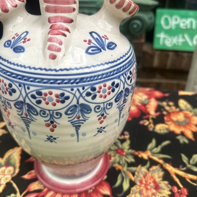 1970s Ceramic Painted Portuguese Botijo/Vase For Sale - Image 4 of 8