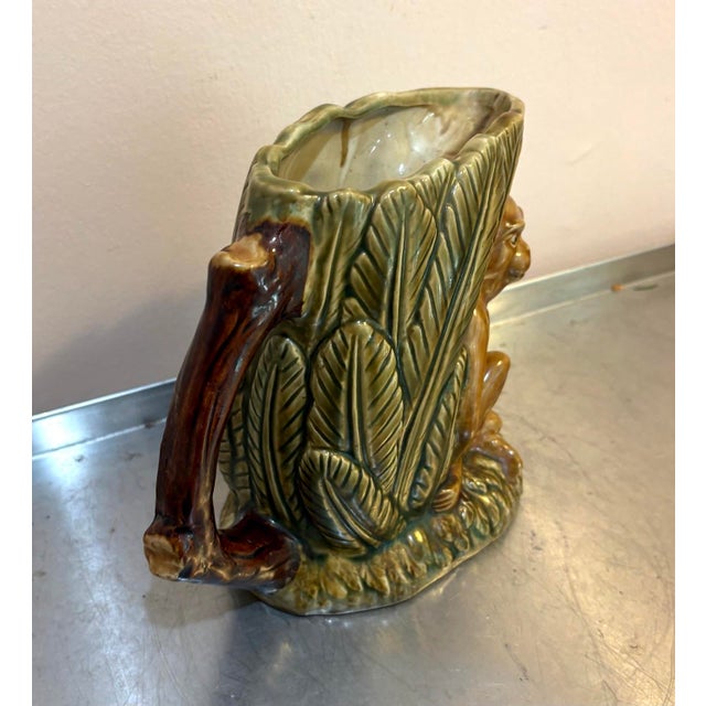 Majolica Monkey/Branch Ceramic Pitcher For Sale - Image 6 of 6
