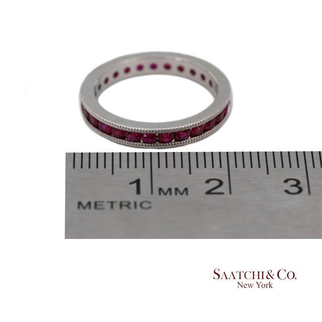 14k(585) Solid White Gold Hand Milgrain Band Ring, Size 6 For Sale - Image 10 of 10