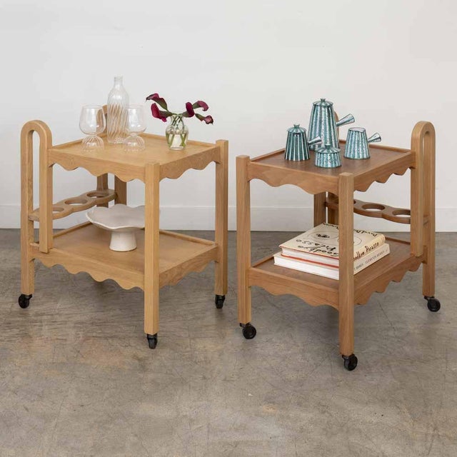 French Panoplie Scalloped Bar Cart, Walnut For Sale - Image 3 of 16