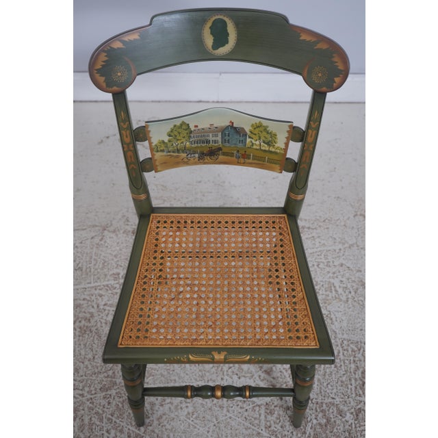 Age: C.1976 Details: The Adams Old House Quality Construction Stretcher Base Frame Woven Cane Seat Stenciled Designs...