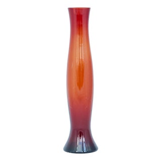 XLarge Gradient Vase in Red and Orange Hand-Blown Soda Glass by Zbigniew Horbowy for Sudety Glassworks, Poland, 1970s For Sale