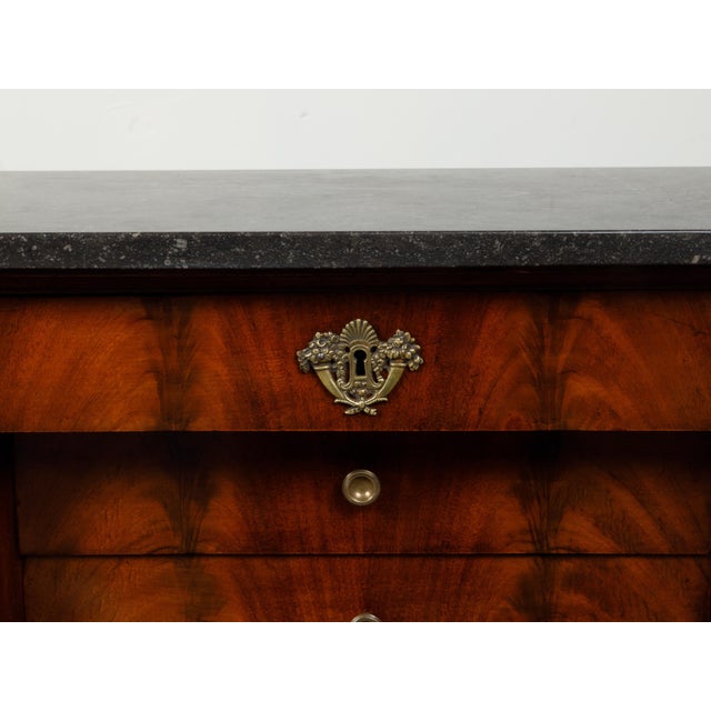 Early 19th Century French Empire Early 19th Century Walnut Console Tables with Grey Marble Tops For Sale - Image 12 of 12