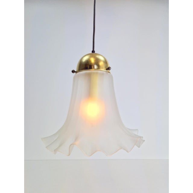 Beautiful white / gold vintage handkerchief ceiling lamp, circa 1960 by Peill & Putzler, Germany. bulb 1 x E27 standard...