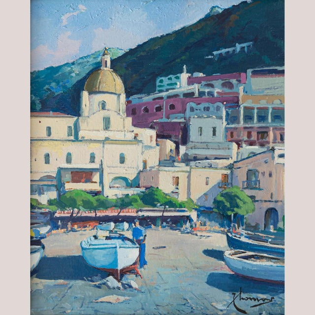 Positano and Valldemossa, Landscapes, 1990s, Oil on Canvas, Set of 2, in Very Good conditions. Designed 1990 to 1999