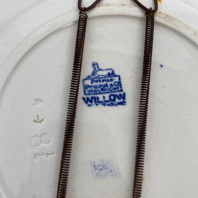 Blue Mid Century Boho Willow Blue and White Decorative Ceramic Plate For Sale - Image 8 of 8