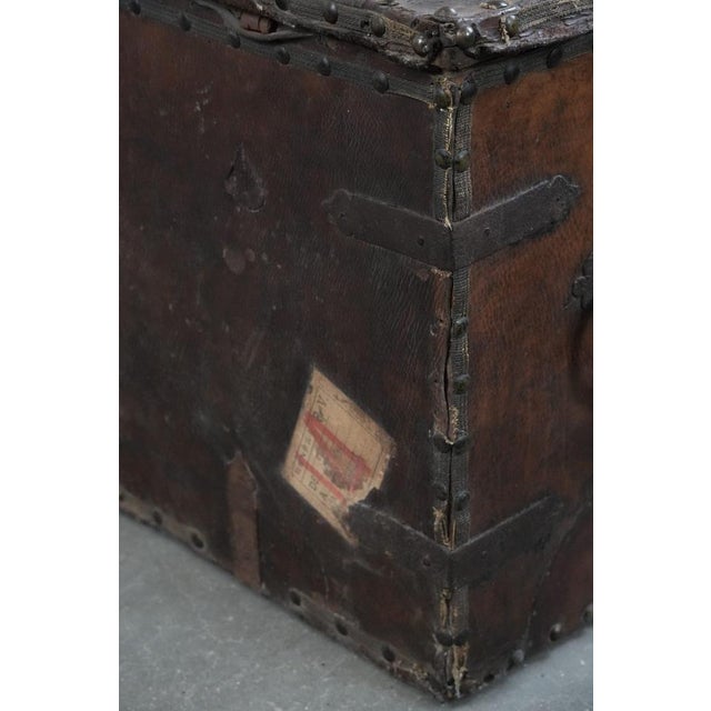 Antique Leather-Lined Chest or Safe, 17th Century For Sale - Image 15 of 16