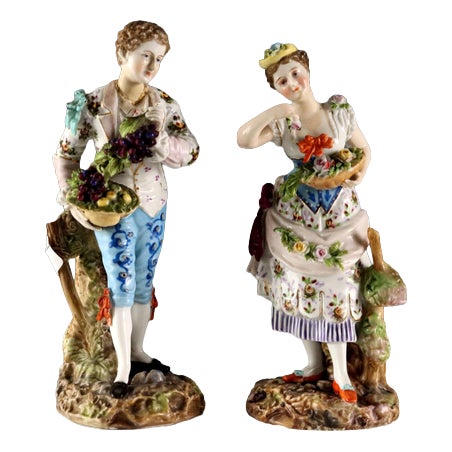 German Figurines from Volksted Porcelain, Set of 2 For Sale