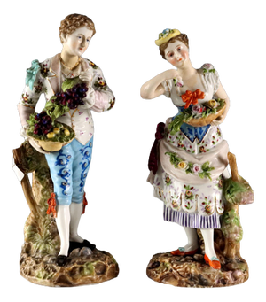 German Figurines from Volksted Porcelain, Set of 2
