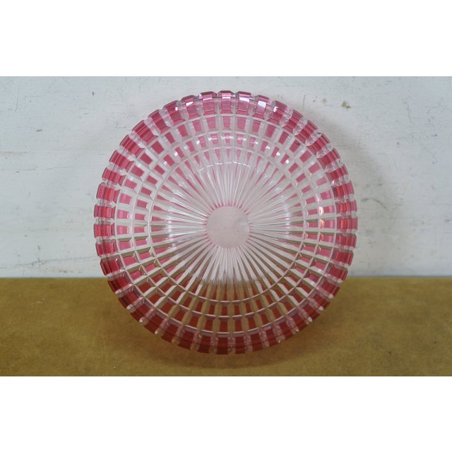 Antique American Brilliant Cut to Clear Cranberry Fruit Bowl Compote 10" For Sale - Image 10 of 10