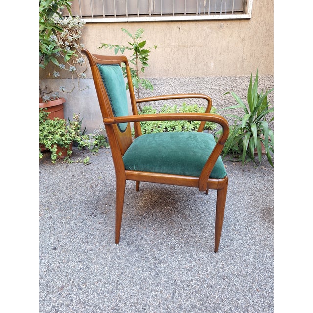 Brown Walnut Chair with Trapezoidal Backrest by Ico Parisi for Ariberto Colombo, 1949 For Sale - Image 8 of 18