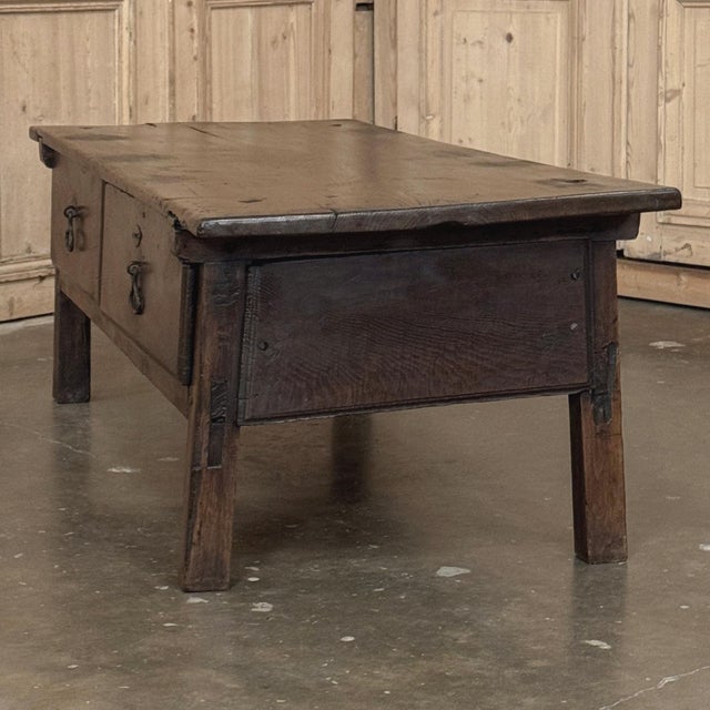 17th Century Rustic Spanish Oak Coffee Table With Hand Forged Hardware For Sale In Dallas - Image 6 of 18