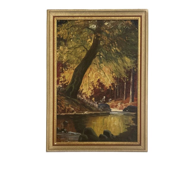 Scandinavian School Artist, Autumn Landscape, Mid-20th Century, Oil on Canvas For Sale - Image 6 of 6